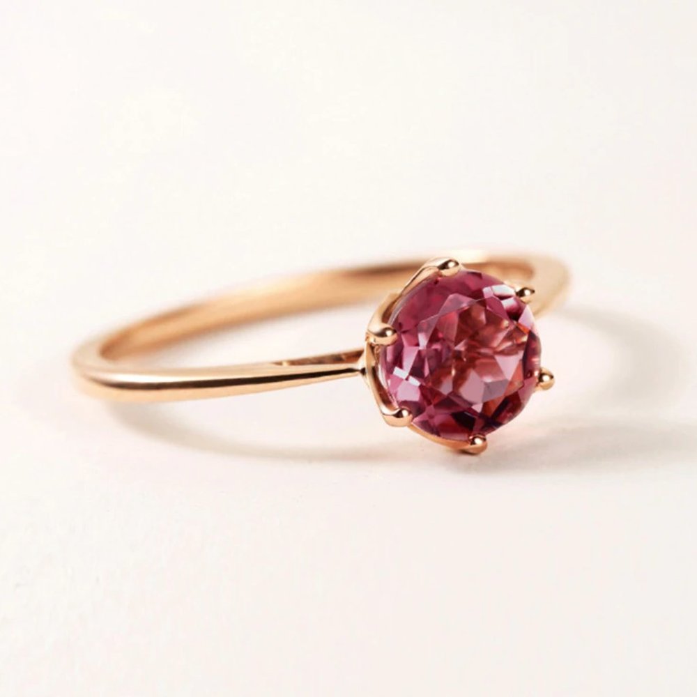 NEW - Rose Gold Ring with Zirconia Solitaire Ring